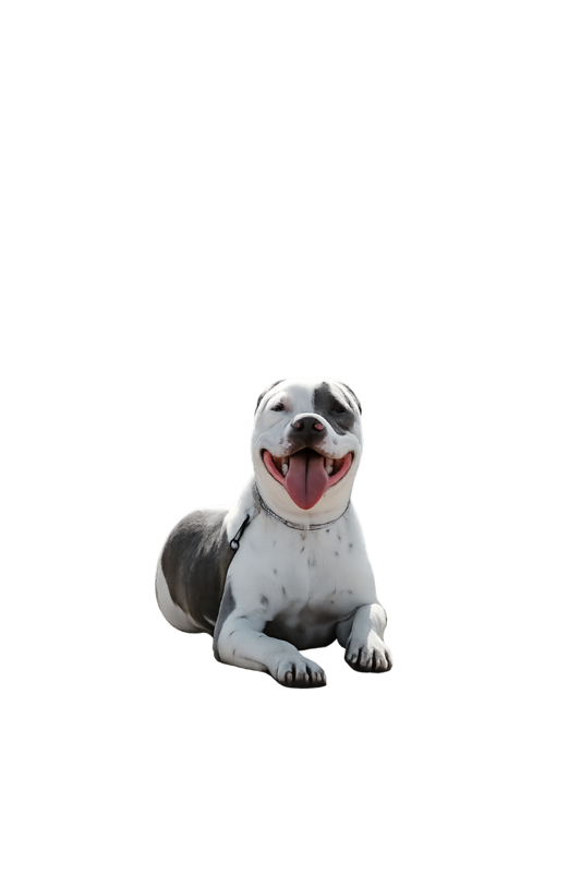 Happy White and Grey Pitbull